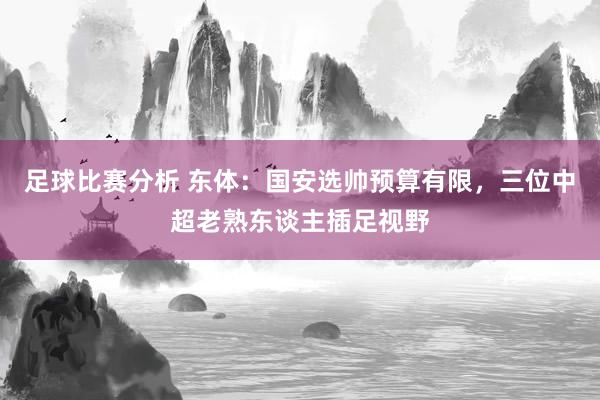 足球比赛分析 东体：国安选帅预算有限，三位中超老熟东谈主插足视野