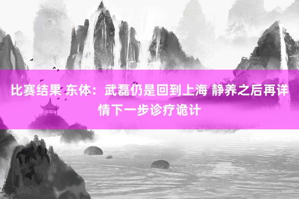 比赛结果 东体：武磊仍是回到上海 静养之后再详情下一步诊疗诡计