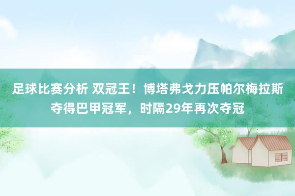 足球比赛分析 双冠王！博塔弗戈力压帕尔梅拉斯夺得巴甲冠军，时隔29年再次夺冠